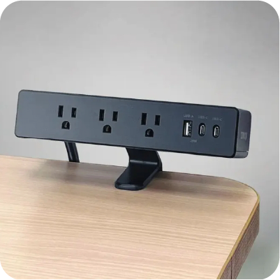 專利款前後雙向多功能延長線【桌夾式(白/黑)】