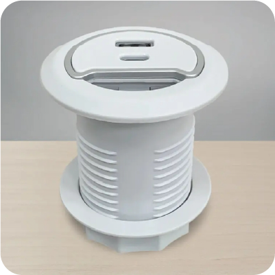 快充圓孔蓋插座(白)