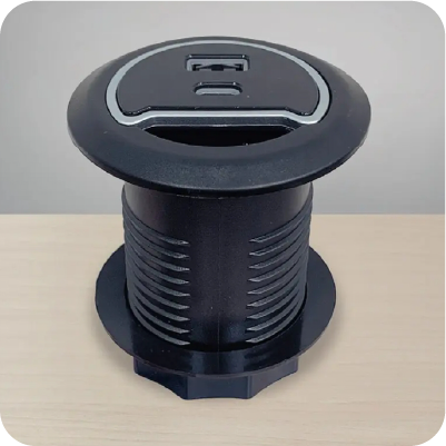 快充圓孔蓋插座(黑)