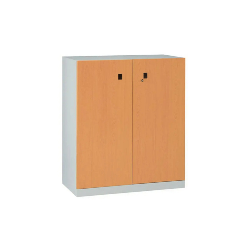 雙開門下置式鋼製公文櫃(熱烤轉印木紋)