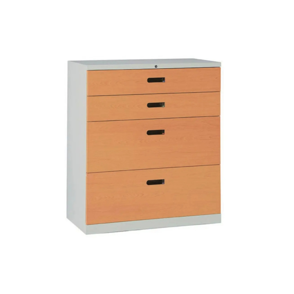 兩小兩大抽屜鋼製公文櫃 (熱烤轉印木紋)