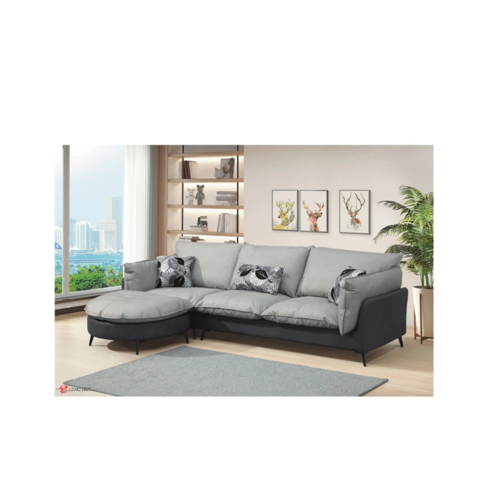 郎姆L型雙色皮面沙發