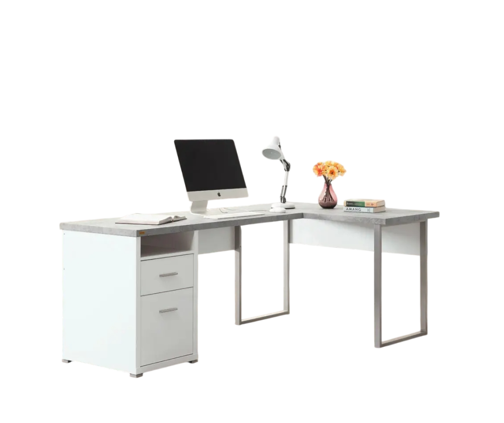 清水模康迪仕摩登L型書桌