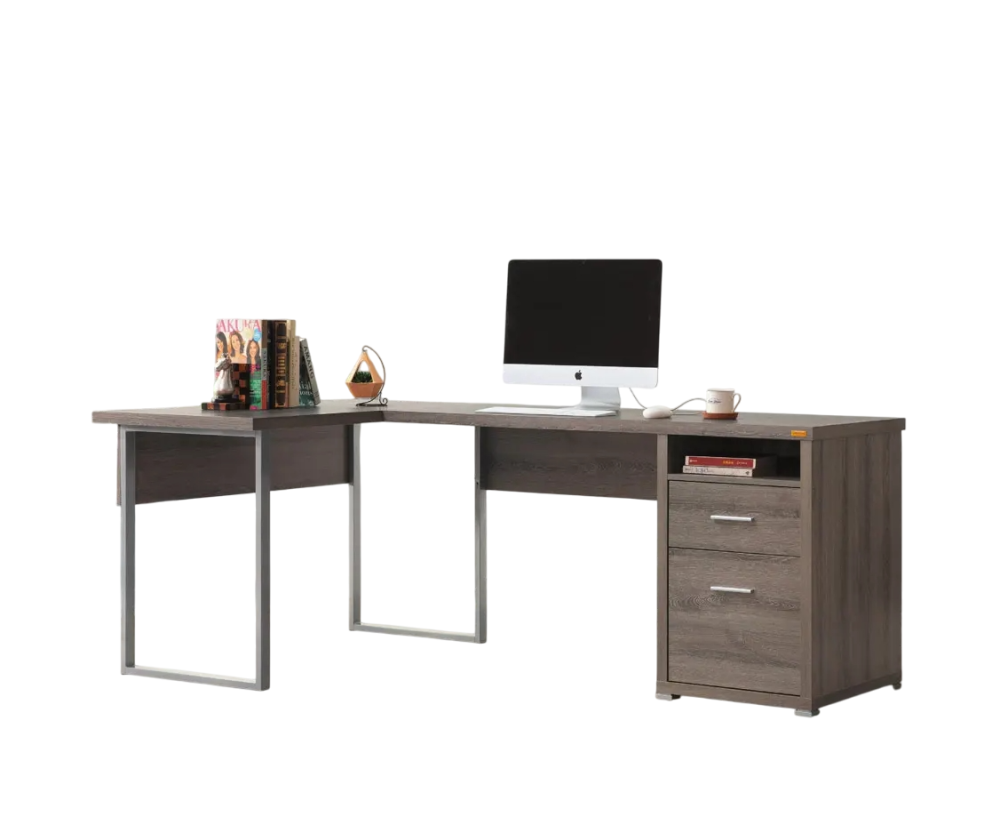 深木色康迪仕摩登L型書桌