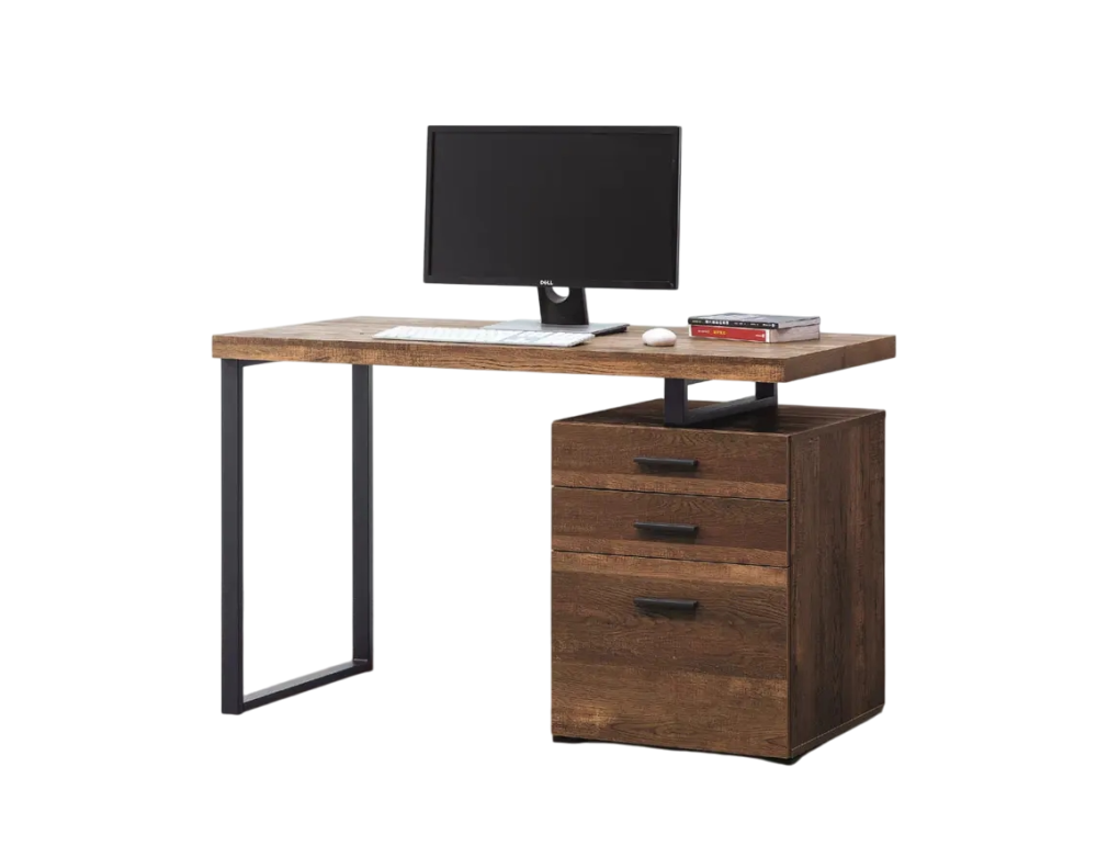 仿古橡木棕色康迪仕摩登電腦書桌
