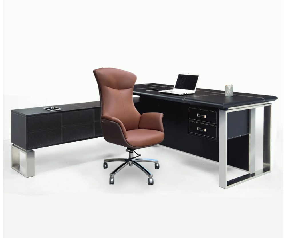 6.5尺邦德凱樂優質馬鞍皮主管桌