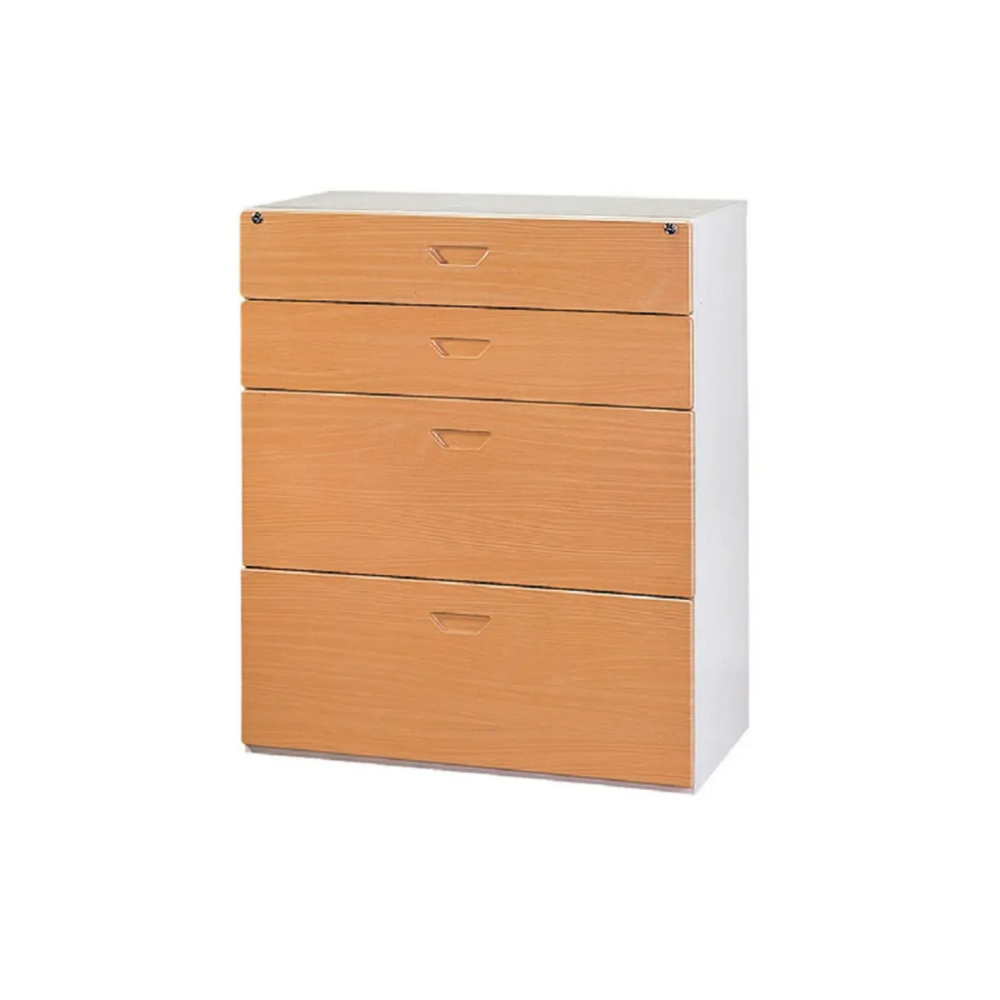 鋼木抽屜兩小兩大四層式