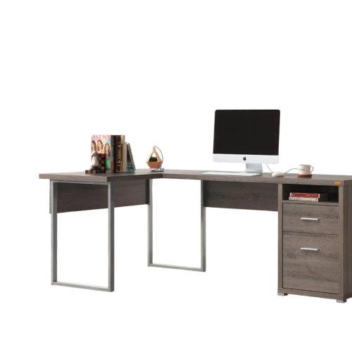 深木色康迪仕摩登L型書桌